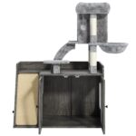 Caja de Arena Oculta con Árbol para Gatos Merax GG00310 Torre Todo en Uno Gris 3 Niveles 36.6 x 18.1 x 48 Pulgadas