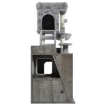 Caja de Arena Oculta con Árbol para Gatos Merax GG00310 Torre Todo en Uno Gris 3 Niveles 36.6 x 18.1 x 48 Pulgadas