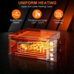 1800W Commercial Countertop Pizza Oven, 14 Inch Stainless Steel Electric Pizza Maker with Dual Heating Elements, Multi-U