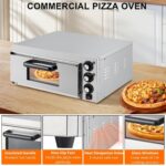 1800W Commercial Countertop Pizza Oven, 14 Inch Stainless Steel Electric Pizza Maker with Dual Heating Elements, Multi-U