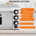 1800W Commercial Countertop Pizza Oven, 14 Inch Stainless Steel Electric Pizza Maker with Dual Heating Elements, Multi-U