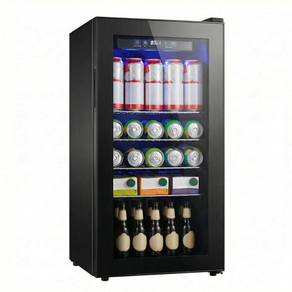 Borcolo Refrigerador de bebidas Mini refrigerador refrigerador de bebidas 3.9 pies cúbicos Puerta de vidrio para refresc