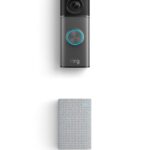 Videotimbre cableado Ring Pro 3.ª generación plata oscuro con Amplificador de timbre Ring Plus blanco