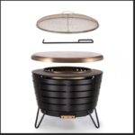 Fogata Exterior TIKI Patio Sin Humo 25 Pulgadas para Leña con Charola de Ceniza Removible Soporte Cubierta Resistente al