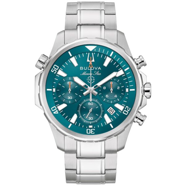 Reloj Bulova Series B 96B487 Cronógrafo Cuarzo 44mm Acero Inoxidable Tono Plata Esfera Teal