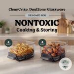 Ninja Crispi DualZone - Freidora de aire de vidrio 6 en 1 | Con recipientes y tapas no tóxicos, 2 recipientes de 4 cuart