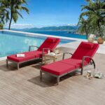 Tumbona Plegable de Ratán GarveeLife GL_ZHD_339DZMG3-Q5Ebg 2 Piezas Respaldo Ajustable 5 Posiciones Color Rojo
