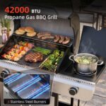Parrilla de Gas COWSAR G0141A 4 Quemadores 19800 BTU Acero Inoxidable con Quemador Lateral