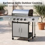 Parrilla de Gas COWSAR G0141A 4 Quemadores 19800 BTU Acero Inoxidable con Quemador Lateral