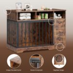 Mueble de jaula para perros IDEALHOUSE 48 pulgadas madera de ingeniería marrón retro con cuenco y cajones