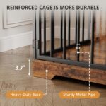 Mueble de jaula para perros IDEALHOUSE 48 pulgadas madera de ingeniería marrón retro con cuenco y cajones