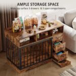 Mueble de jaula para perros IDEALHOUSE 48 pulgadas madera de ingeniería marrón retro con cuenco y cajones