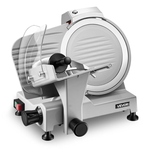 VEVOR Cortador de carne comercial, cortador eléctrico de 300 W, hoja de acero al carbono extraíble de 10 pulgadas y band