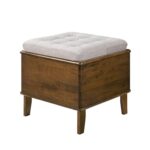 Ottoman Cama para Gato Christopher Knight Home Letitia 389567 Madera de Caucho Cojín Tapizado Acabado Nogal