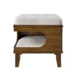 Ottoman Cama para Gato Christopher Knight Home Letitia 389567 Madera de Caucho Cojín Tapizado Acabado Nogal