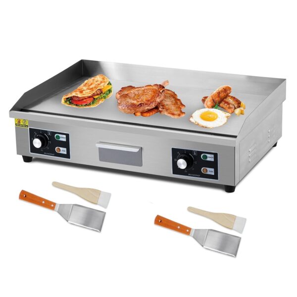 OUTLANE Commercial Electric Griddle 29 Inch 3000W – Stainless Steel Flat Top BBQ Grill – Dual Temperature Control – Larg