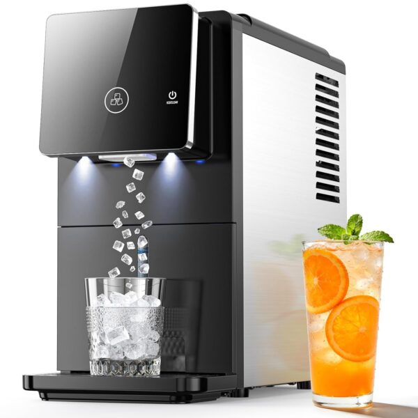 COWSAR Nugget - Máquina de hielo de pellets masticables de 33 libras/día con autolimpieza, iluminación automática y dosi