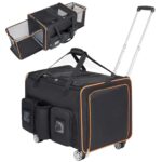 Transportadora para Gatos KEIKI HT03983 con Ruedas Expandible Plegable Divisor Removible Negro 24 x 16.5 x 36.5 pulgadas