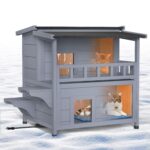 Casa para Gatos Exterior PETIMBER Modelo 2061 2 Pisos con Calefacción 29 x 26 x 30 Pulgadas Color Gris