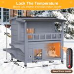 Casa para Gatos Exterior PETIMBER Modelo 2061 2 Pisos con Calefacción 29 x 26 x 30 Pulgadas Color Gris