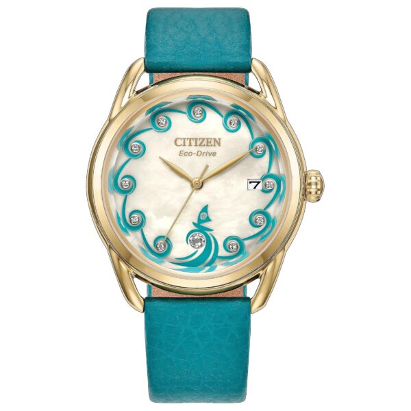 Reloj Citizen Eco-Drive Moana FE6182-46Y Mujer Caja Acero Inoxidable Dorado 36 mm Correa Cuero Azul