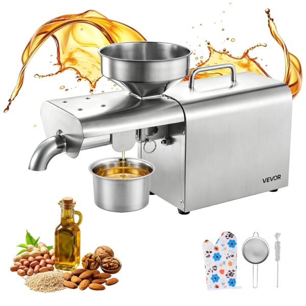 VEVOR Máquina de prensa de aceite, capacidad de 8.27 lbs/h, máquina extractora de aceite, máquina automática de aceite e