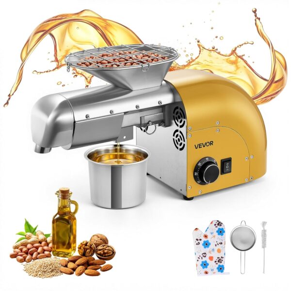 VEVOR Oil Press Machine, 11 LBS/H Capacity, Oil Extractor Machine, Automatic Electric Oil Maker for Home Commercial Use,