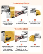 VEVOR Oil Press Machine, 11 LBS/H Capacity, Oil Extractor Machine, Automatic Electric Oil Maker for Home Commercial Use,