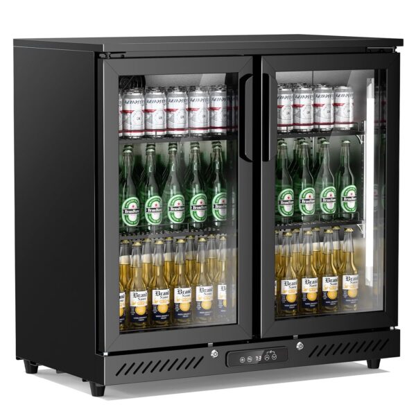 Antarctic Star Beverage Refrigerator Double Door Mini Fridge, Free-standing Display Showcase with Digital Temperature Di