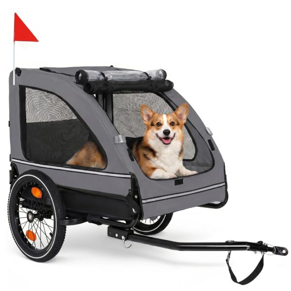 Remolque para Perro Bicicleta Yafylly G-TC-GR Plegable Capacidad 88 lb Gris