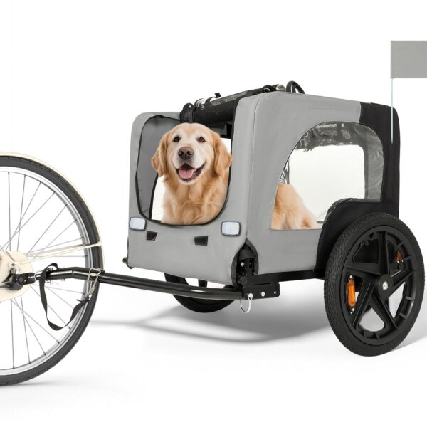 Remolque para Bicicleta para Perros Yafylly F-TC-GR Plegable Ruedas de 16 Pulgadas Gris para Bicicletas de 20 a 29 Pulga