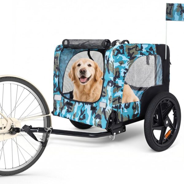 Remolque de Bicicleta para Perros Yafylly F-TC-BL Plegable con Ruedas de 16 Pulgadas Enganche Universal para Bicicletas