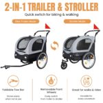 Remolque para Bicicleta y Carriola para Mascotas 2 en 1 Yafylly I-TC-GR Ruedas 20 Pulgadas Color Gris