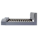 Base de Cama Tapizada Merax bedframe26052701 Tamaño Queen con Cuevas Dobles para Gatos y Cabecero Terciopelo Gris
