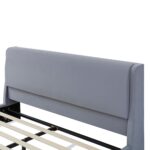 Base de Cama Tapizada Merax bedframe26052701 Tamaño Queen con Cuevas Dobles para Gatos y Cabecero Terciopelo Gris