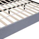 Base de Cama Tapizada Merax bedframe26052701 Tamaño Queen con Cuevas Dobles para Gatos y Cabecero Terciopelo Gris