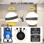 Electric Drain Cleaner Machine 100Ft x 1/2Inch, 550W Drain Auger for 1"-4" Pipes, Portable Electric Drain Snake with Whe