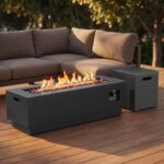Fogonero para Exterior Garvee bbF-oiQk4Ko-PZVt3DY-z Mesa de Fuego a Gas 50000 BTU con Caja para Tanque Oculta Tapa Remov