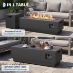 Fogonero para Exterior Garvee bbF-oiQk4Ko-PZVt3DY-z Mesa de Fuego a Gas 50000 BTU con Caja para Tanque Oculta Tapa Remov