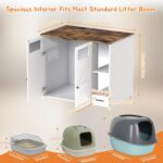 Mueble Organizador para Caja de Arena de Gato GDFStudio 390926 con Franja de Poder y Colector de Arena Extraíble Blanco