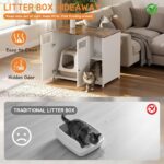Mueble Organizador para Caja de Arena de Gato GDFStudio 390926 con Franja de Poder y Colector de Arena Extraíble Blanco