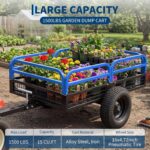 Garvee Carro de descarga de acero resistente de 1500 libras, remolque utilitario de jardín de 15 pies cúbicos con lados