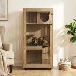 Cabinete Gabinete para Gatos Merax RY00836 Cat Enclosure 3 Niveles con Ruedas 23.62 x 23.82 x 49.21 pulgadas Acabado Nat