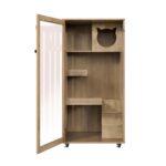 Cabinete Gabinete para Gatos Merax RY00836 Cat Enclosure 3 Niveles con Ruedas 23.62 x 23.82 x 49.21 pulgadas Acabado Nat