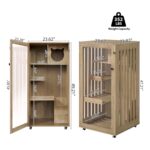 Cabinete Gabinete para Gatos Merax RY00836 Cat Enclosure 3 Niveles con Ruedas 23.62 x 23.82 x 49.21 pulgadas Acabado Nat