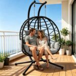 Silla Colgante Doble Suteck BZ-1789 para 2 Personas con Soporte Capacidad 700 Libras Color Negro