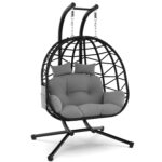Silla Colgante Doble Suteck BZ-1789 para 2 Personas con Soporte Capacidad 700 Libras Color Negro