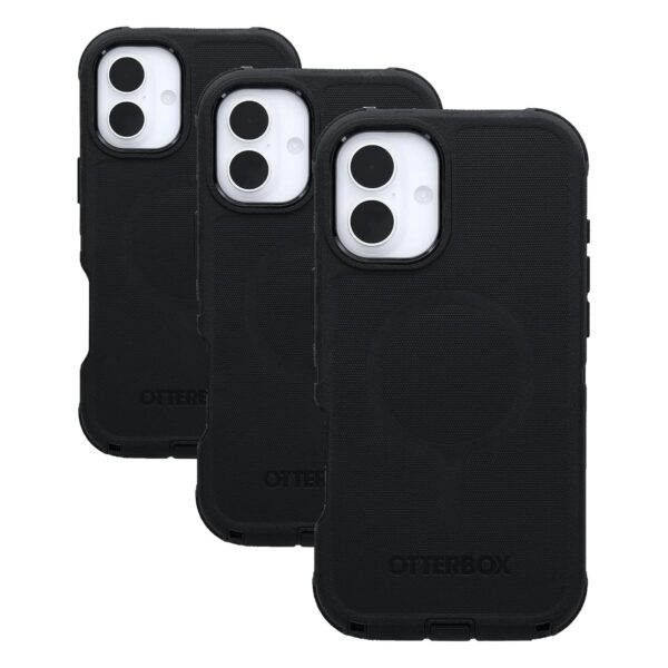 Funda OtterBox Defender Series para iPhone 16 Plus Negro Paquete de 3 Compatible con MagSafe