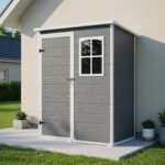 Cobertizo de Almacenamiento Trygoal Lockable Doors 5x3 pies Resina Gris con Suelo y Ventana