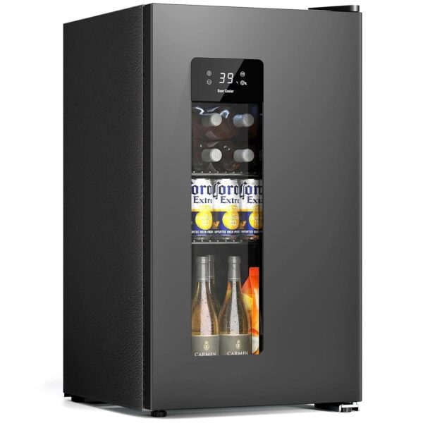 Antarctic Star Refrigerador de bebidas de descongelación automática, mini refrigerador de 130 latas con puerta de vidrio